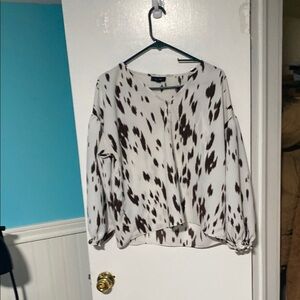 Stylish Women's Brown and White Top